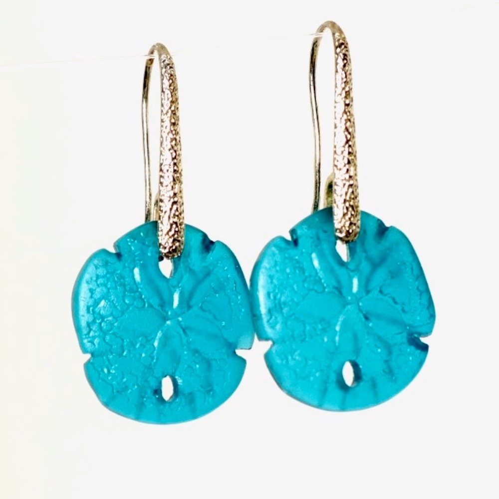 Sand Dollar Sea Glass Earrings